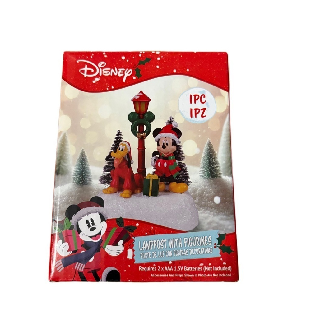Disney Holiday Lamppost Mickey Pluto Light Up NEW Christmas Village